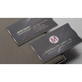 Cartão De Visita Construção Monograma de Metal Emoldurado Preto