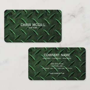 Cartão De Visita Construção Personalizada de Textura Metálica Verde