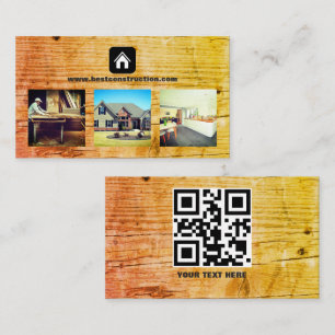 Cartão De Visita construções de madeira para agentes imobiliários 