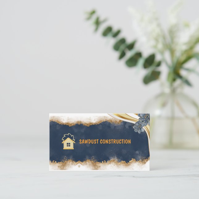 Cartão De Visita Construction Carpenter Wooden dark rustic timber (Em pé/Frente)