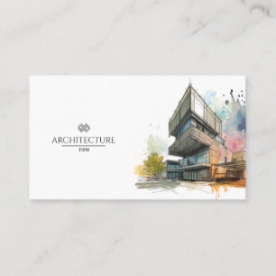 Cartão De Visita Construtor Arquiteto Aquarela Negócios Marca