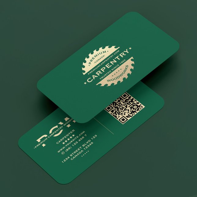 Cartão De Visita Construtor Carpenter Hunter Green (Construction Contractor Carpenter Hunter Green Business Card
)