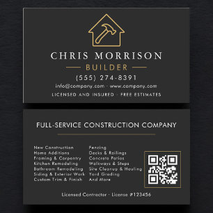 Cartão De Visita Construtor Código QR Black Gold