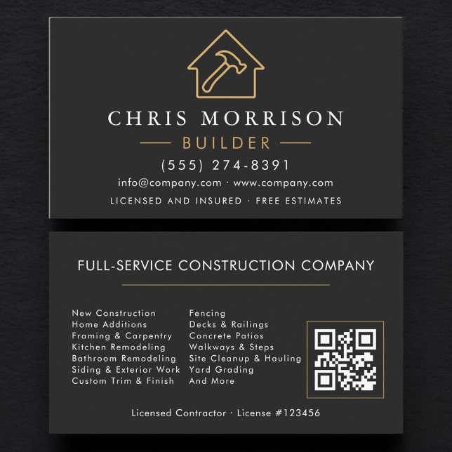 Cartão De Visita Construtor Código QR Black Gold  (Criador carregado)