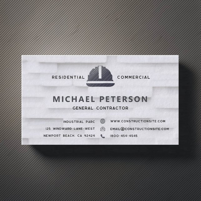 Cartão De Visita Construtor de construções Brick Modern Brick (construction company builder remodeling business card white brick simple minimalist modern)