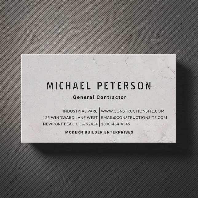 Cartão De Visita Construtor de construções Stucco BW Modern (construction company builder remodeling business card stucco simple minimalist modern)
