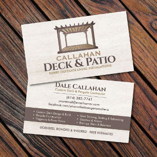 Cartão De Visita Construtor de Deck & Pátio Madeira Rústica