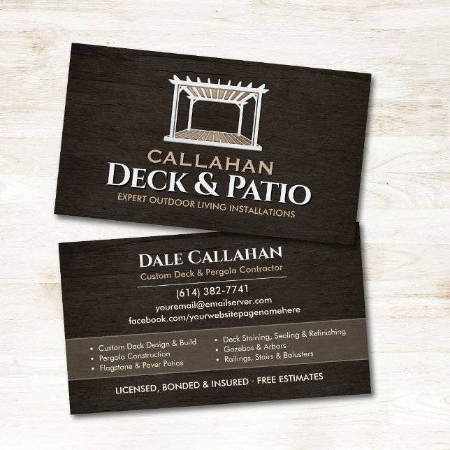 Cartão De Visita Construtor de Deck & Pátio Madeira Rústica (Criador carregado)