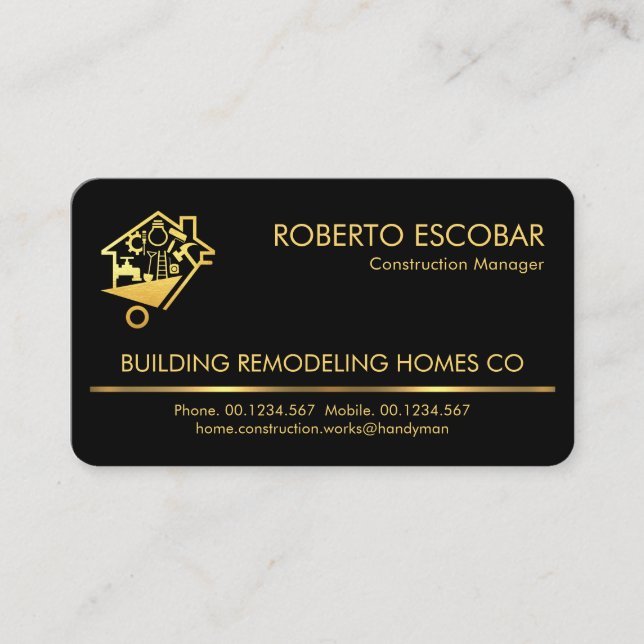 Cartão De Visita Construtor de Ferramentas de Manual de Linha Doura (Frente)