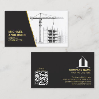 Cartão De Visita Construtor Geral, Linha Premium Carvão Dourado