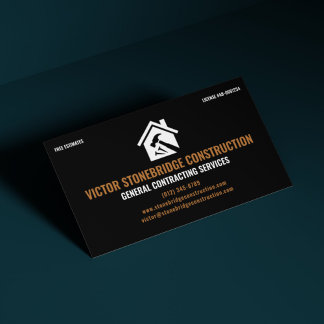 Cartão De Visita Construtor Geral Profissional Preto e Cobre