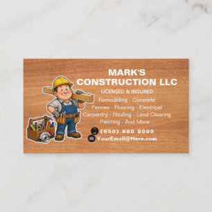 Cartão De Visita Construtor Profissional & Homem Empreiteiro