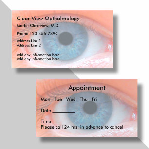Cartão De Visita Consulta com Optometrista ou Oftalmologista