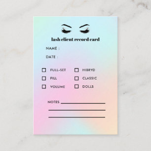 Cartão De Visita Consulta de Cliente com Extensão Eyelash Holográ