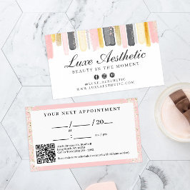 Cartão De Visita Consulta de Unhas com Água-forte Rosa e Dourado Ro