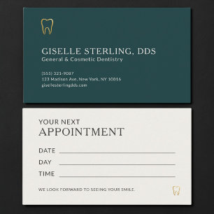 Cartão De Visita Consulta no consultório dentário Teal & Gold