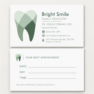 Cartão De Visita Consulta no consultório dentário verde Dental