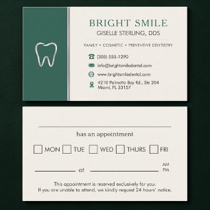 Cartão De Visita Consulta Odontológica Dente Verde Metálico