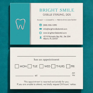 Cartão De Visita Consulta Odontológica Turquesa Metálico Dente