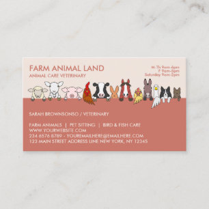 Cartão De Visita Consulta Veterinária na Fazenda Blush
