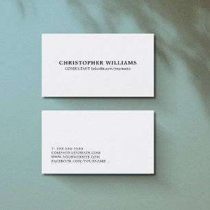 Cartão De Visita Consultante branco preto elegante simples