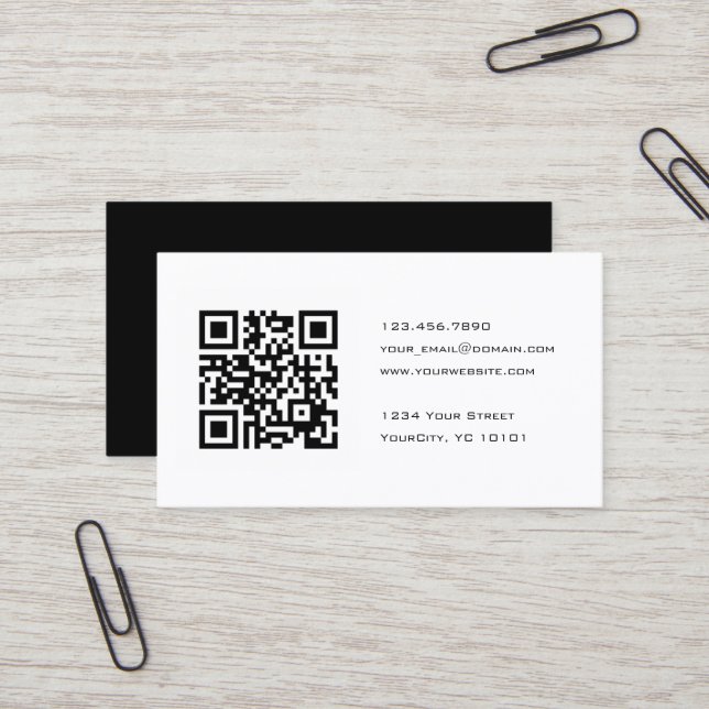 Cartão De Visita Consultante preto e branco do código de QR (Frente/Verso In Situ)