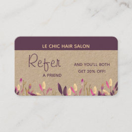 Cartão De Visita Consulte um amigo Cliente de Referência Plum Flora