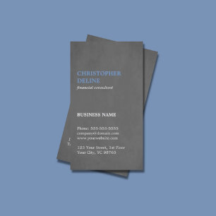 Cartão De Visita Consultor Azul de Cinzas de Textura Simples Modern