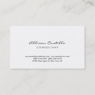 Cartão De Visita Consultor branco preto minimalista moderno