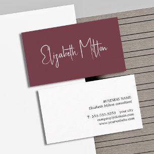Cartão De Visita Consultor Burgundy Minimalista Elegante