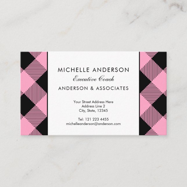 Cartão De Visita Consultor comercial de cheques de búfalo rosa e pr (Frente)