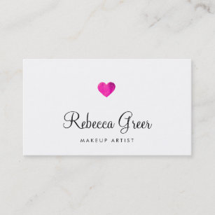 Cartão De Visita Consultor de Beleza Moderna de Coração Rosa Bonita