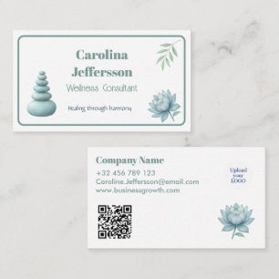 Cartão De Visita Consultor de Bem-Estar Elegante Pedras Zen Lótus V