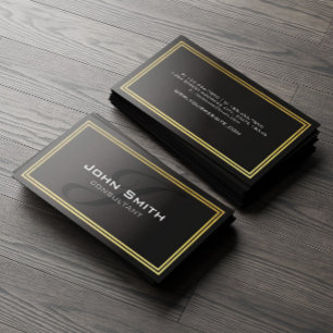 Cartão De Visita Consultor de borda de metal preto e folha de ouro