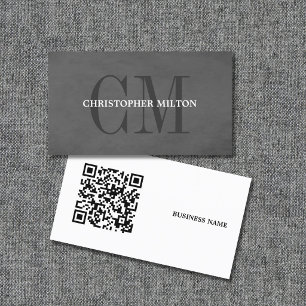 Cartão De Visita Consultor de código QR de monograma ousado minimal