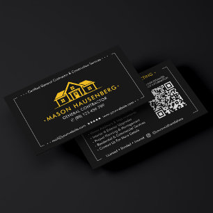 Cartão De Visita Consultor de Construção Empreiteiro Geral Amarelo 
