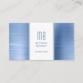 Cartão De Visita Consultor de Folha Metálica Azul Monogramada