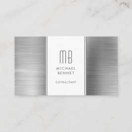 Cartão De Visita Consultor de Folha Metálica Cinza Prata Monogramad