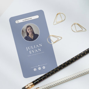 Cartão De Visita Consultor de Foto Azul e Simples