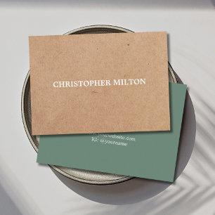 Cartão De Visita Consultor de Kraft em Papel Verde Impresso Moderno