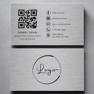 Cartão De Visita Consultor de Marketing Código QR Metálico