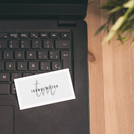 Cartão De Visita Consultor de Monograma Branco das Cinzas Elegantes