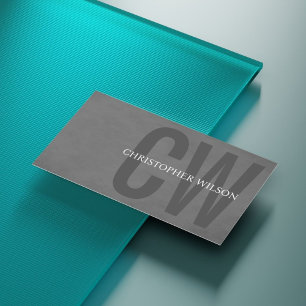 Cartão De Visita Consultor de Monograma da Cinza Elegante de Textur