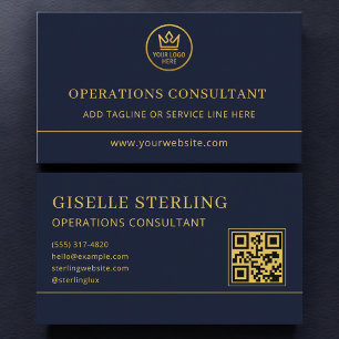 Cartão De Visita Consultor de Operações Logotipo Blue Gold Código Q