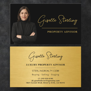 Cartão De Visita Consultor de Propriedade de Luxo Black Gold Metáli