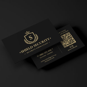 Cartão De Visita Consultor de Segurança Moderna Logotipo Crown Shie
