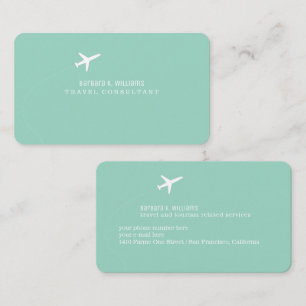 Cartão De Visita Consultor de Viagens de Avião Pequeno light-teal