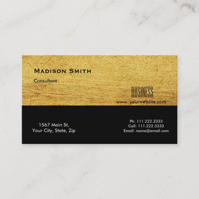 Cartão De Visita Consultor Dourado de metal profissional moderno (Frente)