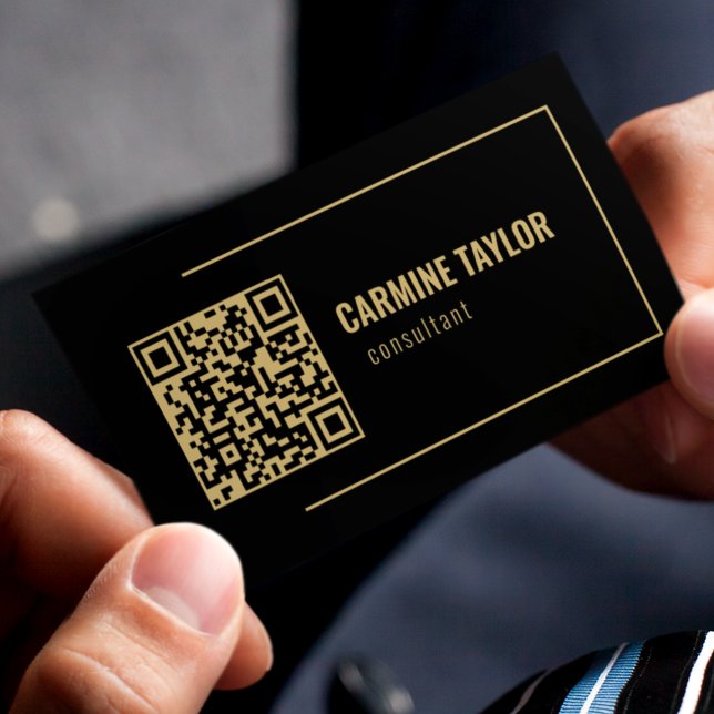 Cartão De Visita Consultor Dourado e Preto do Código QR (Criador carregado)