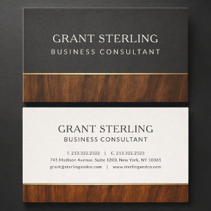 Cartão De Visita Consultor Empresarial Moderno Profissional Madeira